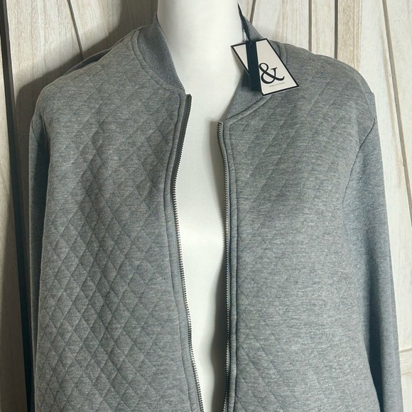 NWT Ampersand Avenue Gray Quilted Bomber Jacket size XXL comfort core sporty - Picture 5 of 11